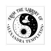 Sun Crescent Moon Stars Yin Yang Library Boeknaam Zelfinktende Stempel (Design)