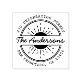 Sun & Custom Family Name Round Return-adres Rubberstempel (Afrduk)