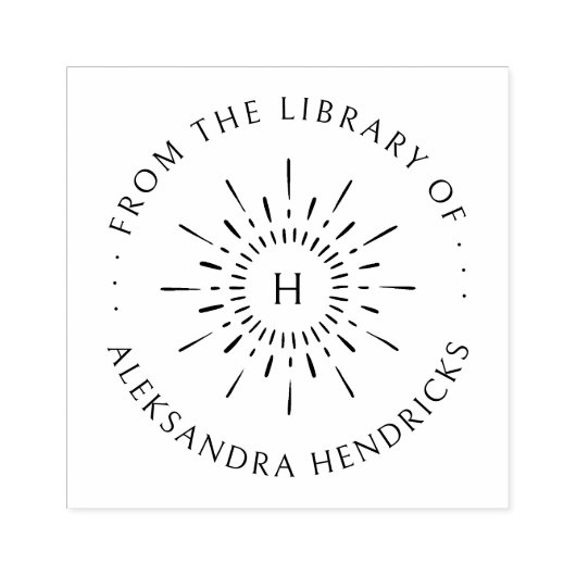 Sun  Custom NAme Initiaal Library Book Rubberstempel (Afrduk)