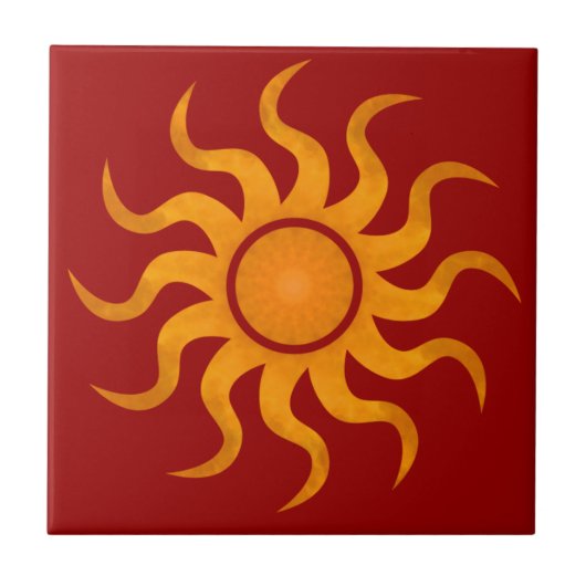 Sun Dark Red Tile - Small Tegeltje (Voorkant)