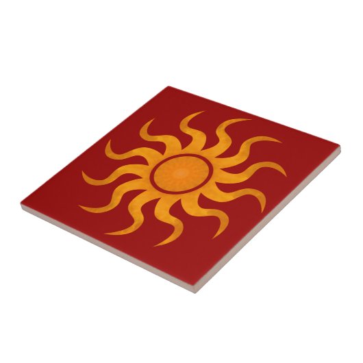 Sun Dark Red Tile - Small Tegeltje (Zijkant)