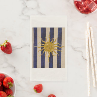 Sun Design Blue and White Striped Guest Towel Servet