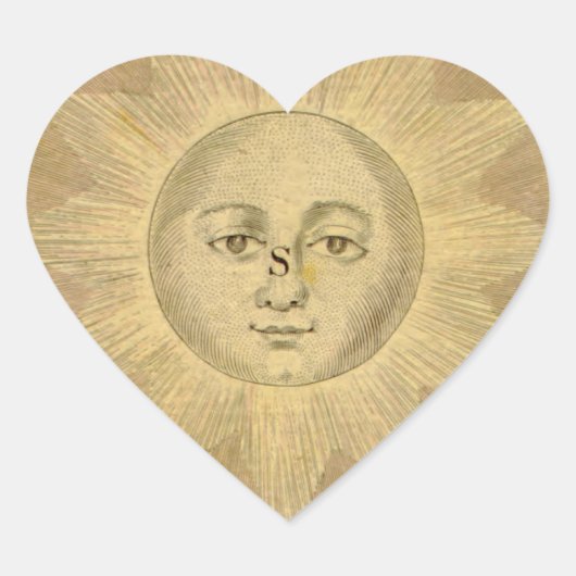 Sun Detail van Antiek Bowles Map, ongeveer 1780 Hart Sticker (Voorkant)