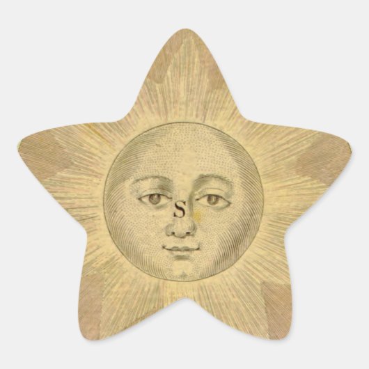 Sun Detail van Antiek Bowles Map, ongeveer 1780 Ster Sticker (Voorkant)