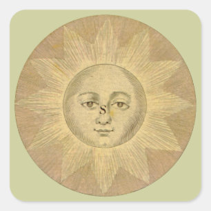 Sun Detail van Antiek Bowles Map, ongeveer 1780 Vierkante Sticker
