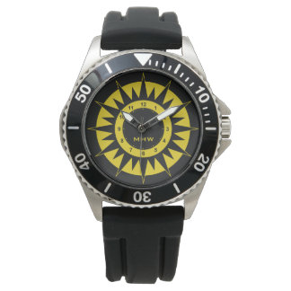 Sun Dial aangepaste monogram-horloges Horloge