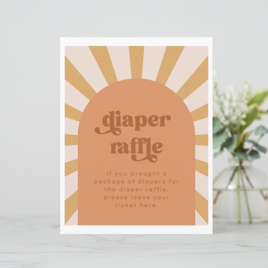 Sun Diaper Raffle Sign | Gold Sun Baby shower (Staand voorkant)