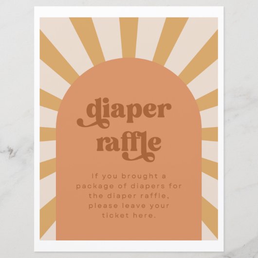 Sun Diaper Raffle Sign | Gold Sun Baby shower (Voorkant)