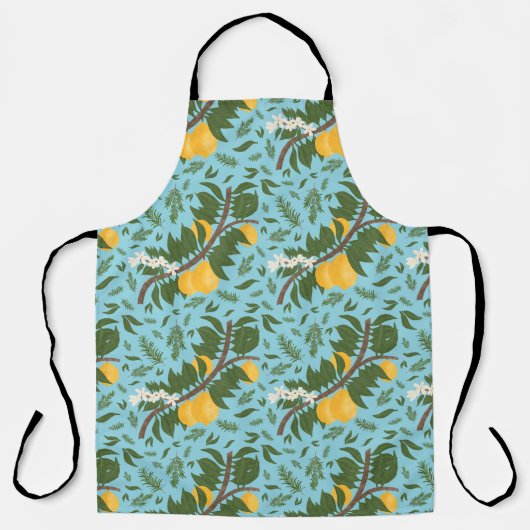 Sun-Drenched Lemons Sky Blue | Kitchen Schort (Voorkant)