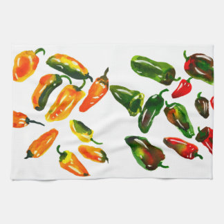 Sun-Drenched Peppers Watercolor Botanical Kitchen  Theedoek