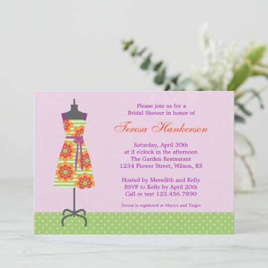 Sun Dress Bridal Shower-uitnodiging Kaart (Staand voorkant)