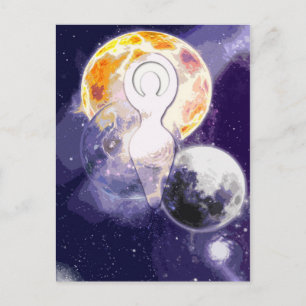 Sun Earth en Moon Goddess Briefkaart