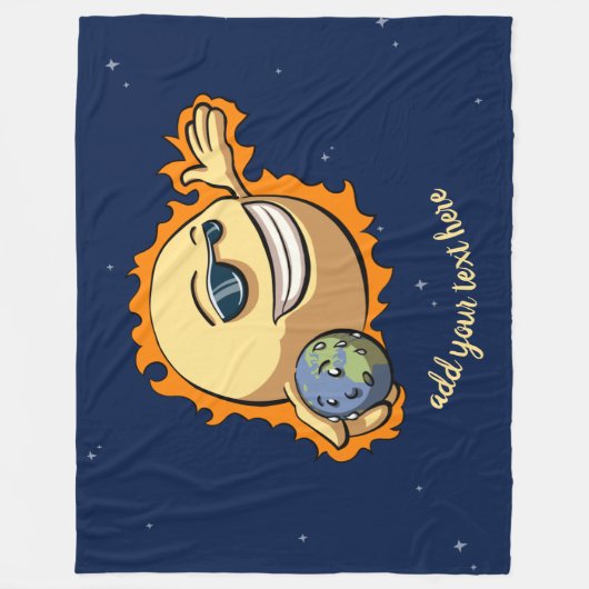 Sun & Earth Global Warming Climate Change Cartoon Fleece Deken (Voorkant)