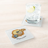 Sun & Earth Global Warming Climate Change Cartoon Glazen Onderzetter (Schuin)