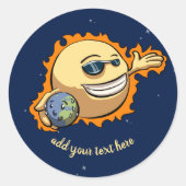 Sun & Earth Global Warming Climate Change Cartoon Ronde Sticker (Voorkant)