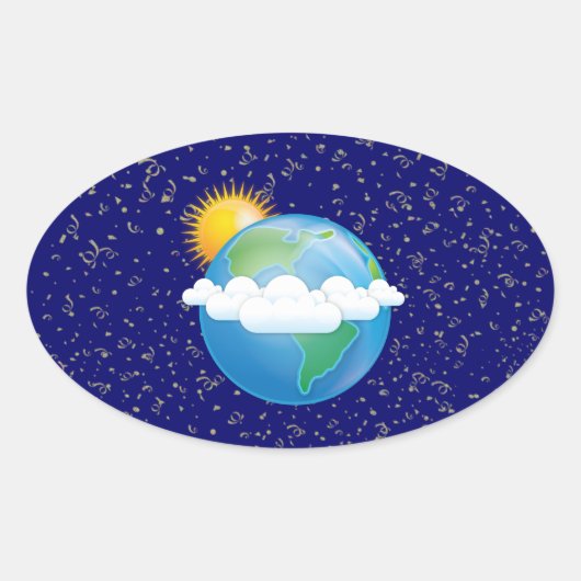 Sun & Earth - Ovale Sticker (Voorkant)