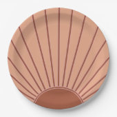 Sun Earth Tones Sunrise Brown Rust Retro Sunshine Papieren Bordje (Voorkant)