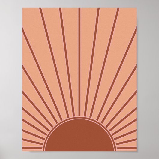 Sun Earth Tones Sunrise Brown Rust Retro Sunshine Poster (Voorkant)