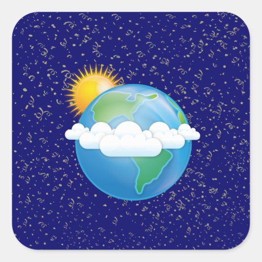 Sun & Earth - Vierkante Sticker (Voorkant)