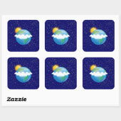 Sun & Earth - Vierkante Sticker (Vel)