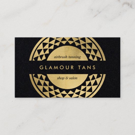 Sun Emblem Faux Gold Spray Tanning Black Paper Visitekaartje (Voorkant)