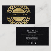 Sun Emblem Faux Gold Spray Tanning Black Paper Visitekaartje (Voorkant / Achterkant)