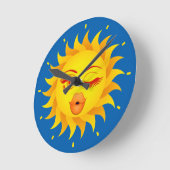 Sun Emoji Clock Ronde Klok (Hoek)