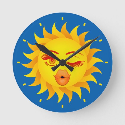 Sun Emoji Clock Ronde Klok (Voorkant)