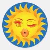 Sun emoji Symbol Ronde Sticker (Voorkant)