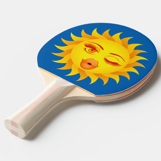 Sun emoji tafeltennisbatje (Voorkant Gekanteld)