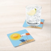 Sun en Beach Umbrella  Kartonnen Onderzetters (Insitu)