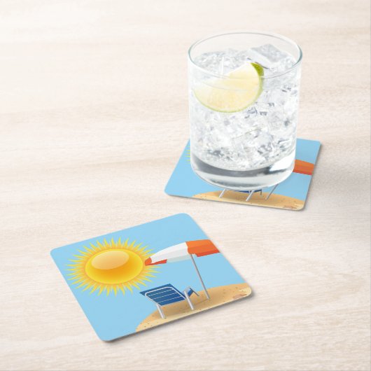 Sun en Beach Umbrella  Kartonnen Onderzetters (Insitu)