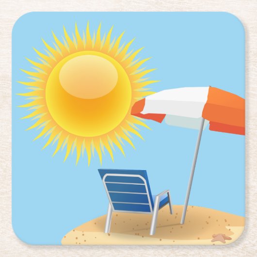 Sun en Beach Umbrella Kartonnen Onderzetters (Voorkant)