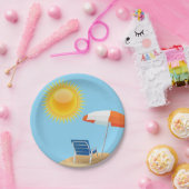 Sun en Beach Umbrella Papieren Bordje (Feest)