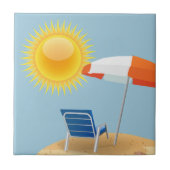 Sun en Beach Umbrella Tegeltje (Voorkant)