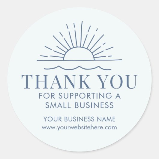 Sun en Beach Wave Modern Small Business Hartelijk  Ronde Sticker (Voorkant)