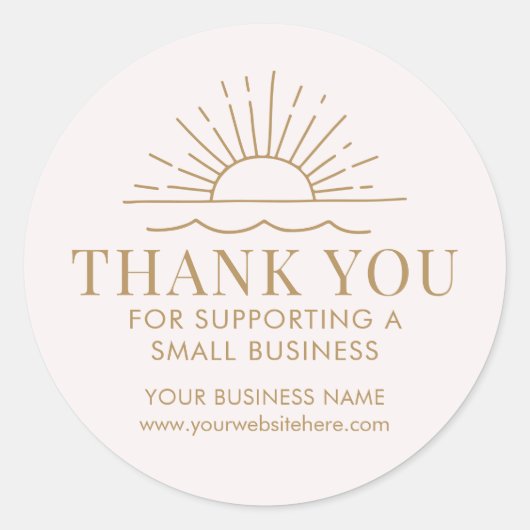 Sun en Beach Wave Modern Small Business Hartelijk  Ronde Sticker (Voorkant)