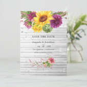 Sun en Burgundy Plum Floral Rustic Wedding Photo Save The Date (Staand voorkant)
