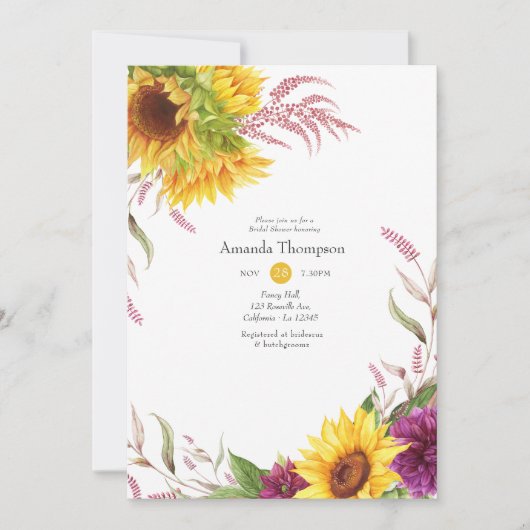 Sun en Burgundy Plum Floral Vrijgezellenfeest Kaart (Voorkant)