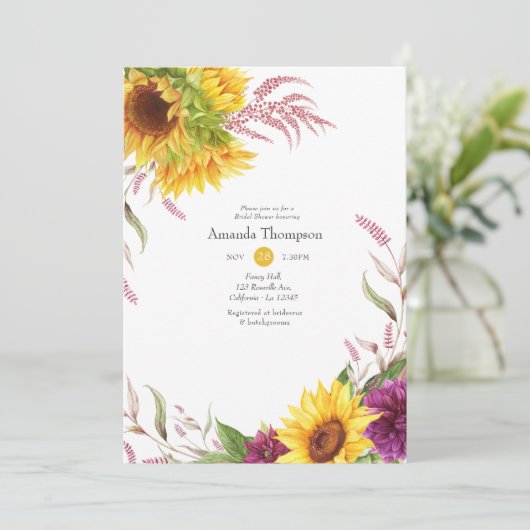 Sun en Burgundy Plum Floral Vrijgezellenfeest Kaart (Staand voorkant)