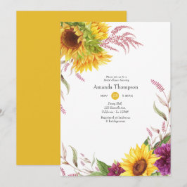 Sun en Burgundy Plum Floral Vrijgezellenfeest Kaart