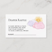 Sun en Clouds Diaper Raffle Baby Girl's Shower Informatiekaartje (Voorkant)