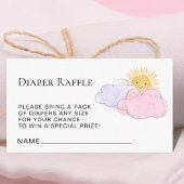 Sun en Clouds Diaper Raffle Baby Girl's Shower Informatiekaartje