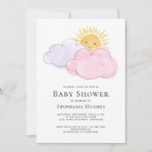 Sun en Clouds Girls Baby shower Kaart (Voorkant)