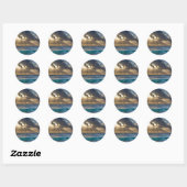 Sun en Clouds Ronde Sticker (Vel)