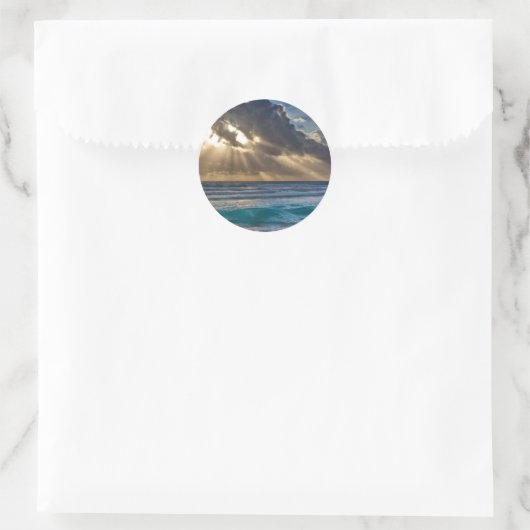 Sun en Clouds Ronde Sticker (Tas)