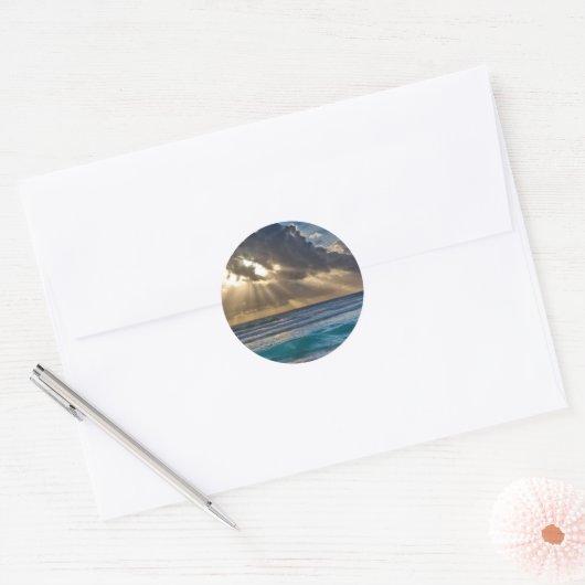Sun en Clouds Ronde Sticker (Envelop)
