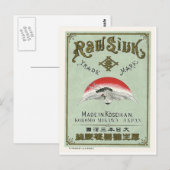 Sun en Crane Bird Japans Zijderlabel Briefkaart (Voorkant / Achterkant)