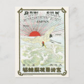 Sun en Crane Bird  Japans Zijderlabel Briefkaart (Voorkant)