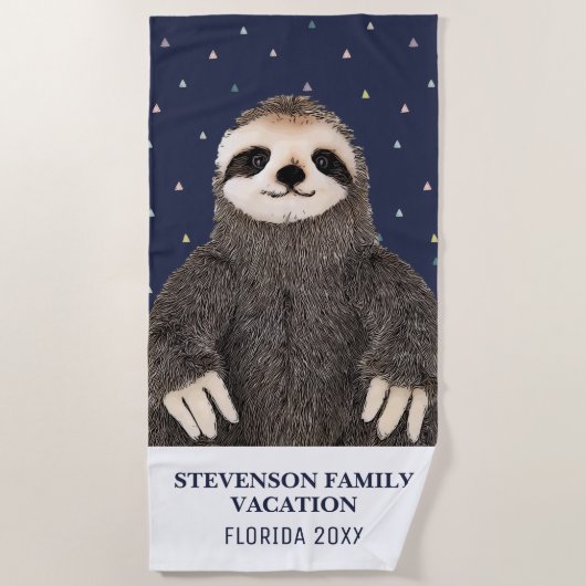 Sun en Fun Family Vacation Sloth Pattern Strandlaken (Voorkant)